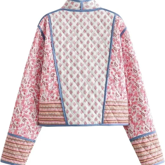 Reversible Boho Quilted Patchwork Jacket – Pink/Blue - Picture 4 of 8